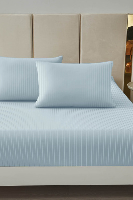 КПБ Страйп Сатин голубой